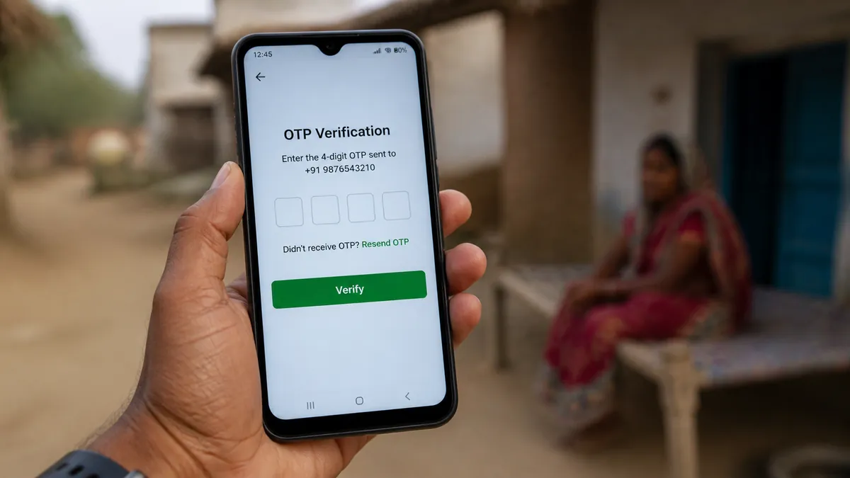 Phone पर OTP verification screen