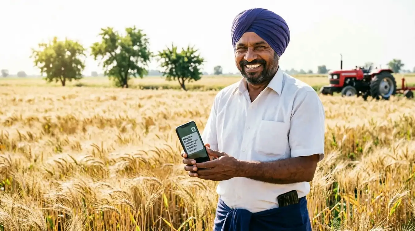 PM Kisan payment success — ₹2000 credited to bank account