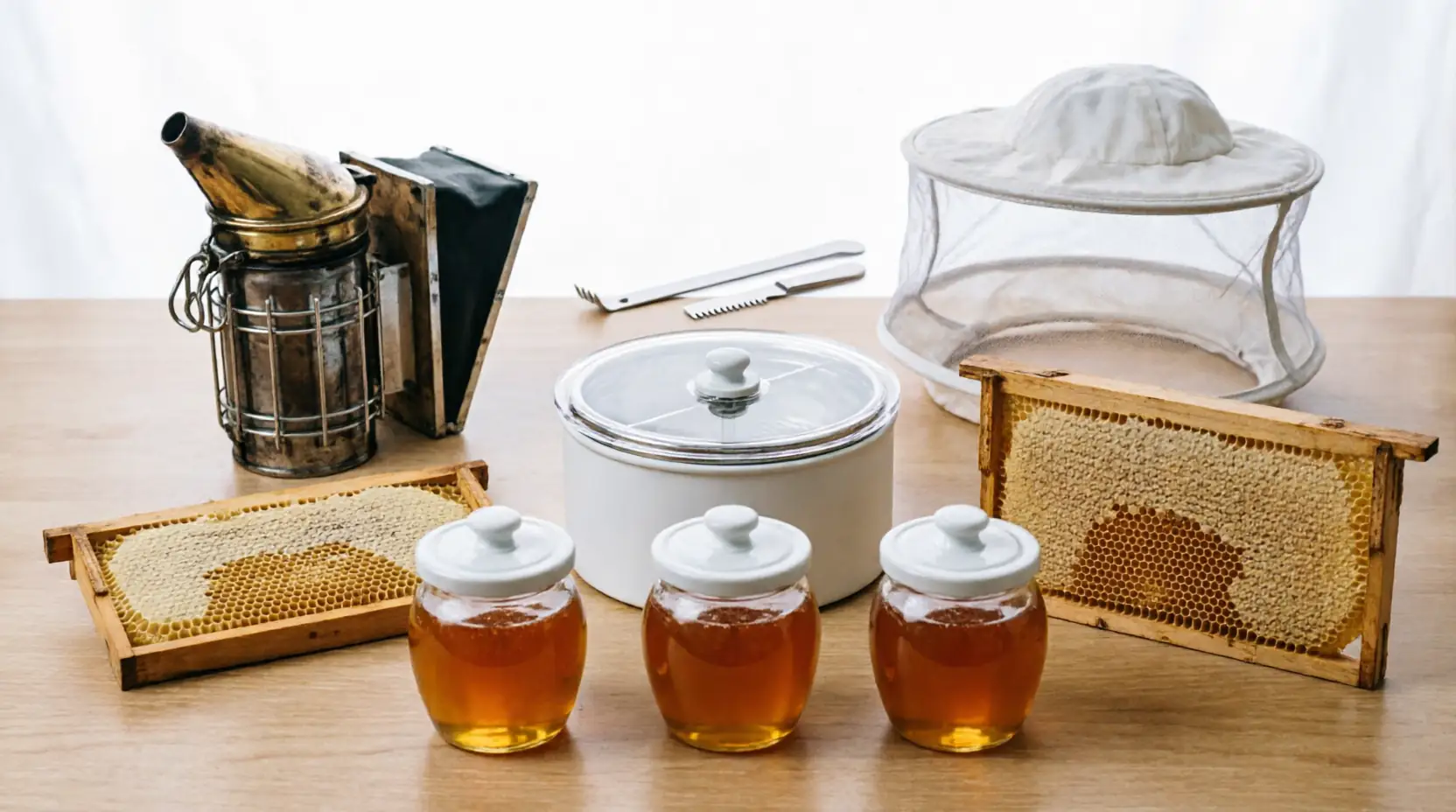 Essential Beekeeping Equipment and Tools - Smoker, Veil, Hive Tool, and Protective Gear