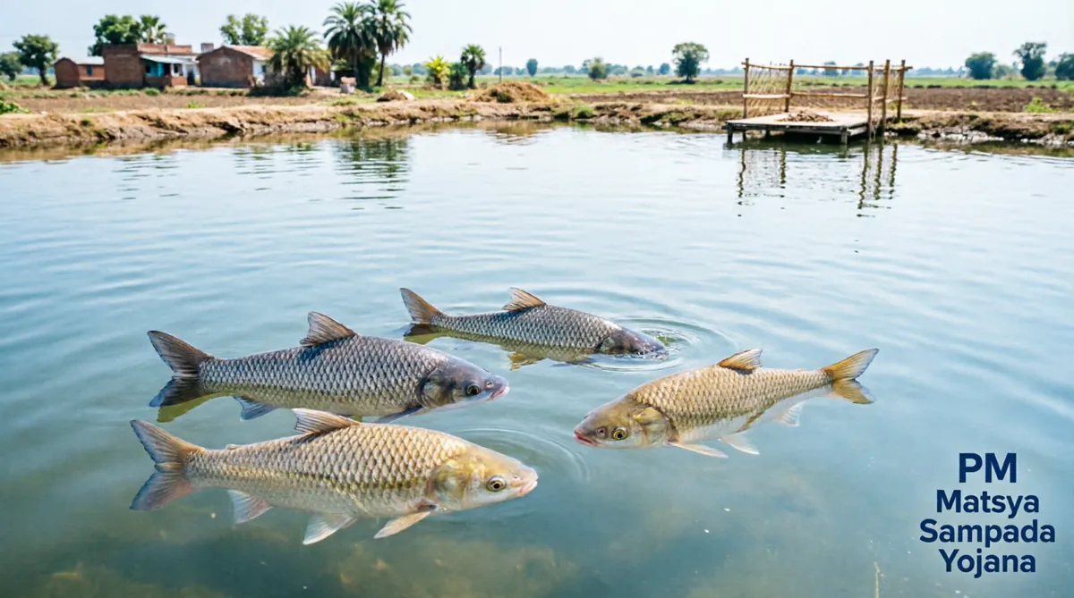 Fish Pond with Rohu and Catla - PM Matsya Sampada Yojana Subsidy Guide
