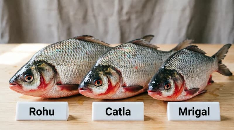 Different Fish Species - Rohu, Catla, Mrigal for Fish Farming