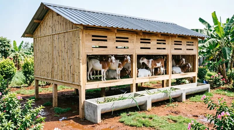 Goat farming shed and housing setup for different breeds under NLM subsidy