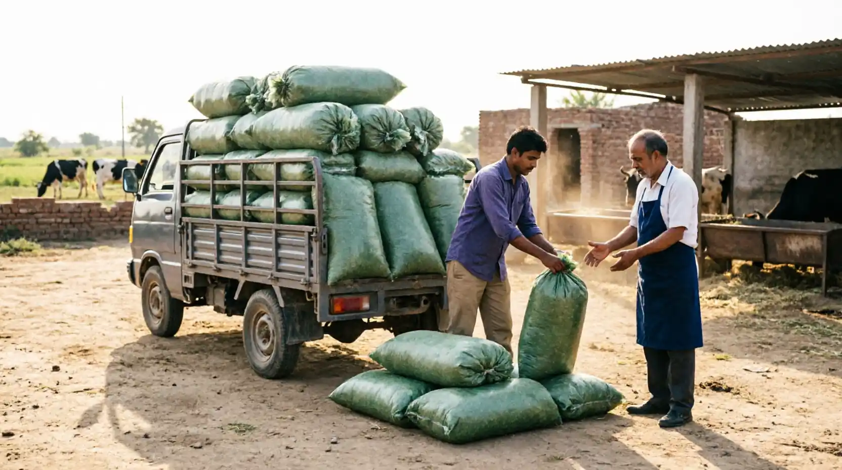 Silage Packets Stacked Near Dairy Farm - Agri Business Guide 2026