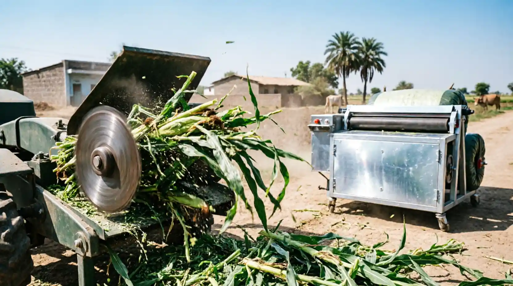Chaff Cutter and Silage Bag Sealing Machine in Action
