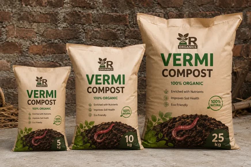 Branded Vermi Compost Bags Ready for Market Sale