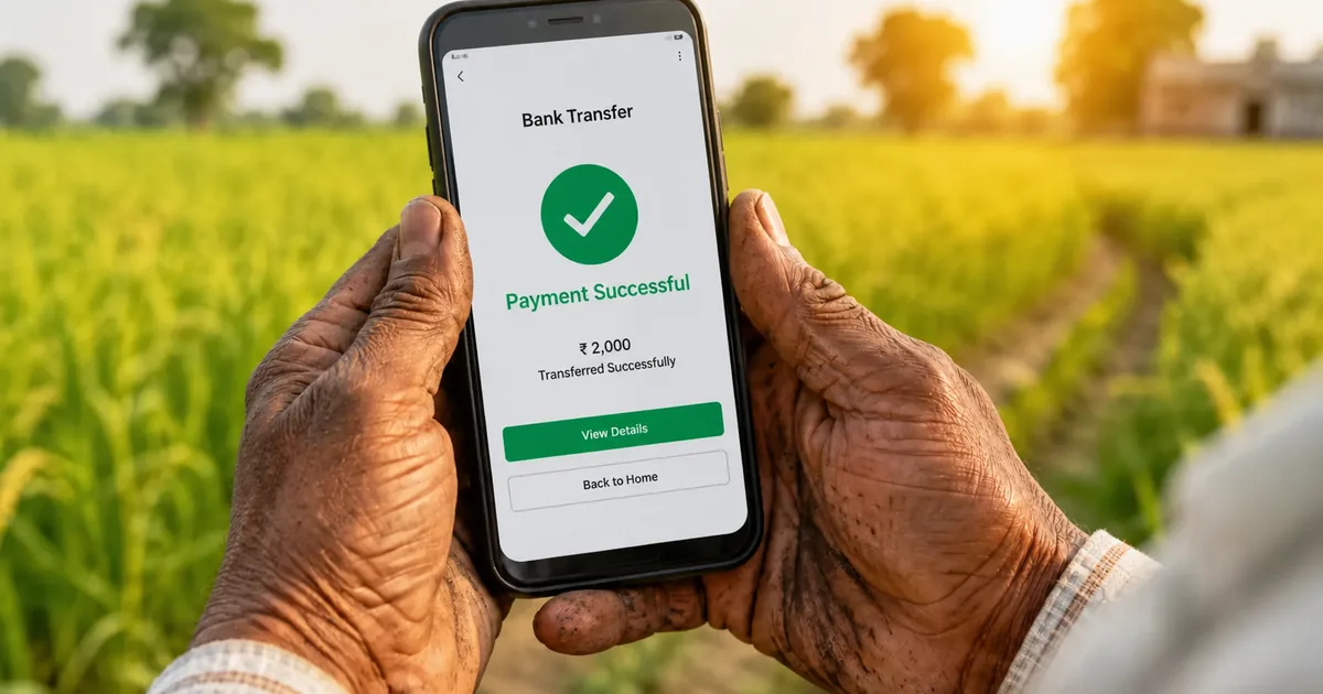 Kisan ke mobile par bank transfer successful hone ki notification