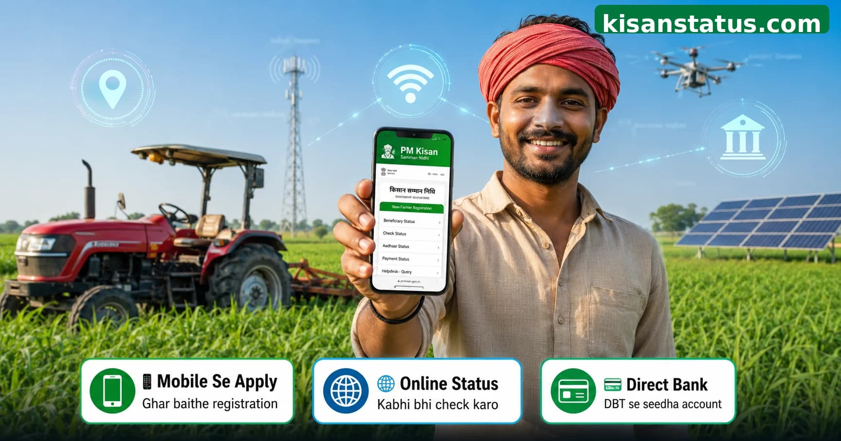 Indian Farmers in Green Wheat Field - PM Kisan Samman Nidhi Beneficiaries