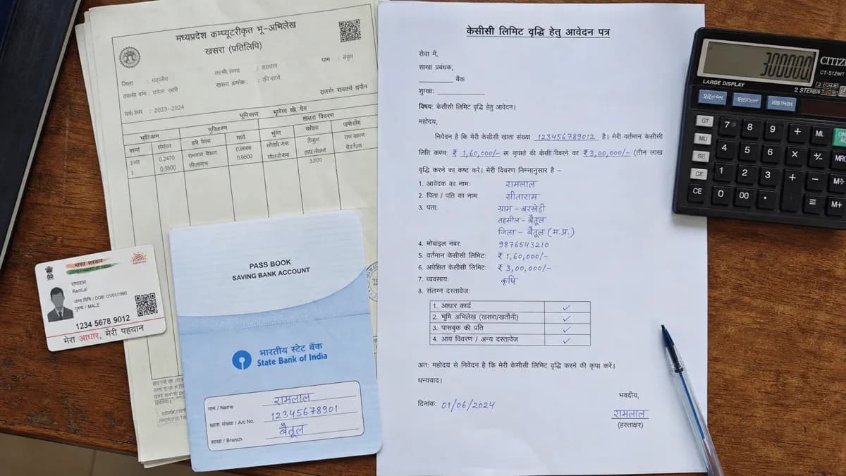 KCC limit बढ़ाने के लिए जरूरी कागज — खतौनी, आधार, passbook और आवेदन