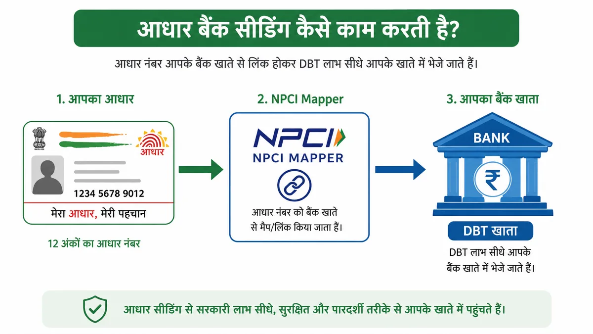 DBT पेमेंट रुका है? NPCI आधार सीडिंग Online ऐसे करें