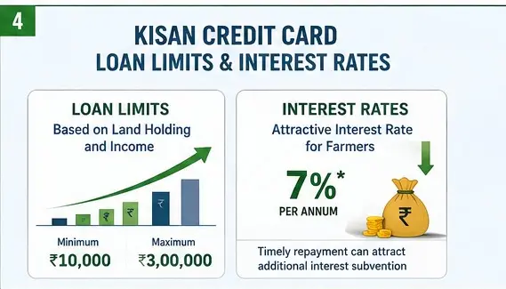 Kisan credit card loan limits and interest rates comparison — 4% effective rate