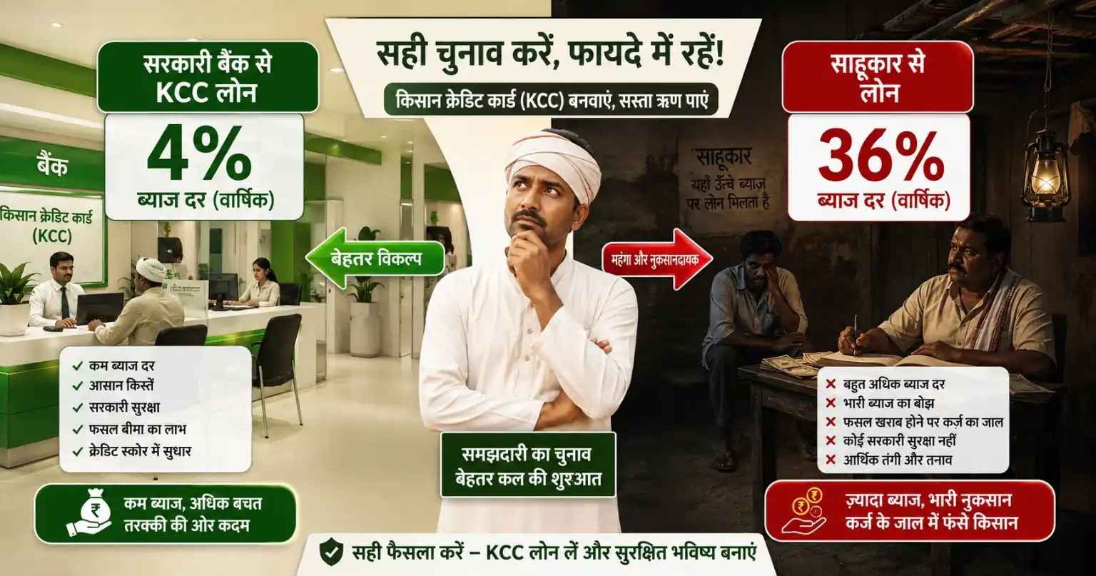 Agricultural credit sources India 2026 — KCC, bank loan, CSC, cooperative society comparison