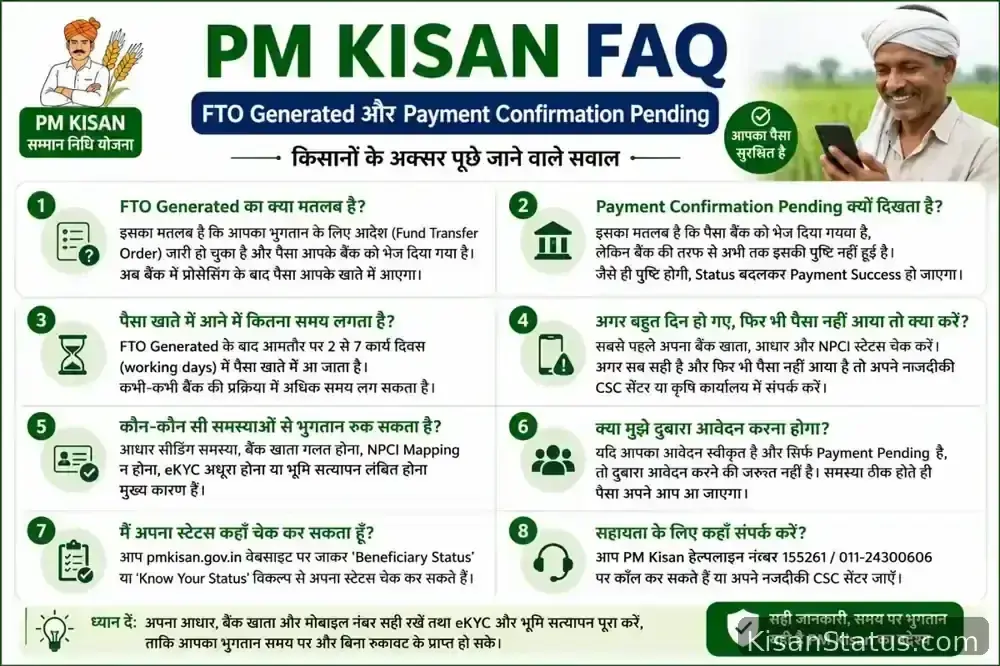 PM Kisan FTO frequently asked questions — common doubts about fund transfer order